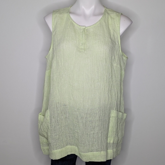 NWT J Jill Pure Jill Green Lightweight Sleeveless Linen Tank Top LP - Picture 1 of 9